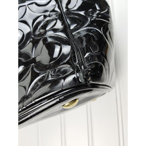 Coach Peyton Op Art Embossed Patent Carryall Double Zip F24607 Handbag Purse - Picture 7 of 13